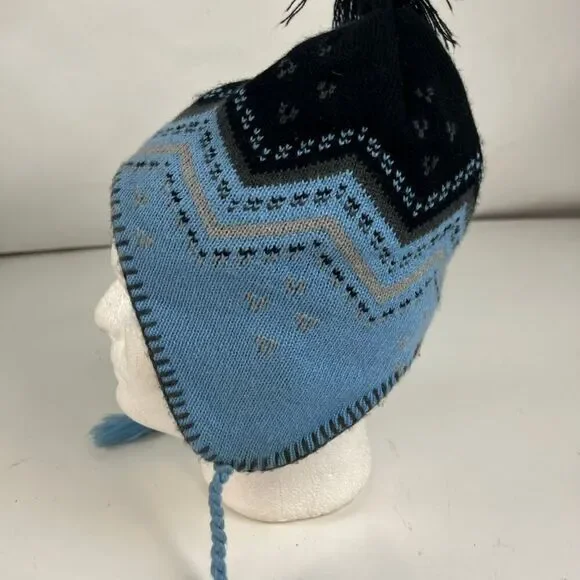 UNC North‎ Carolina Tarheels Winter Aviator Style Hat Cap Blue  Pom OS - Picture 3 of 16